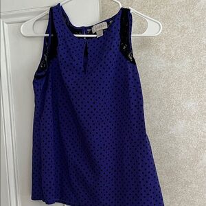 LOFT Navy and Black Polka Dot Blouse